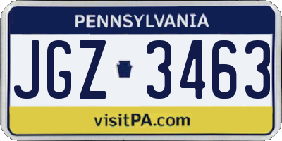 PA license plate JGZ3463