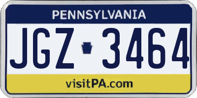 PA license plate JGZ3464