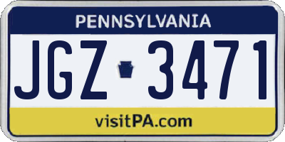 PA license plate JGZ3471