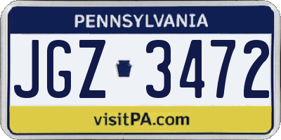 PA license plate JGZ3472