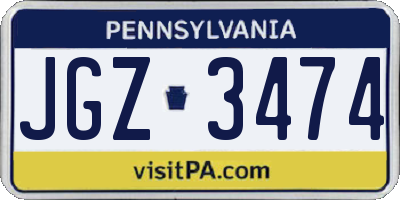 PA license plate JGZ3474