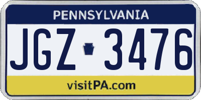 PA license plate JGZ3476