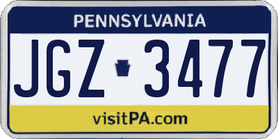 PA license plate JGZ3477