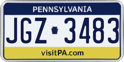 PA license plate JGZ3483