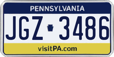 PA license plate JGZ3486