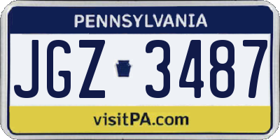 PA license plate JGZ3487