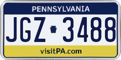 PA license plate JGZ3488