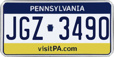PA license plate JGZ3490
