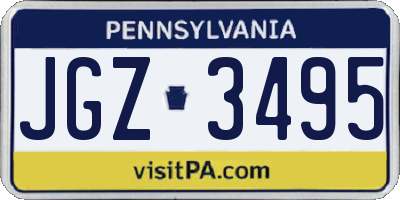 PA license plate JGZ3495