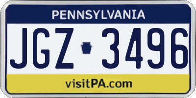 PA license plate JGZ3496