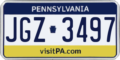 PA license plate JGZ3497