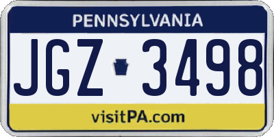 PA license plate JGZ3498