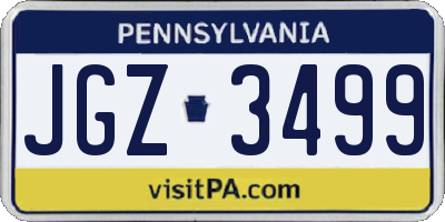PA license plate JGZ3499