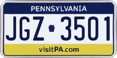 PA license plate JGZ3501