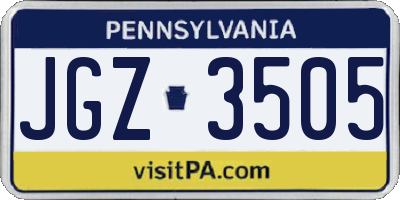 PA license plate JGZ3505