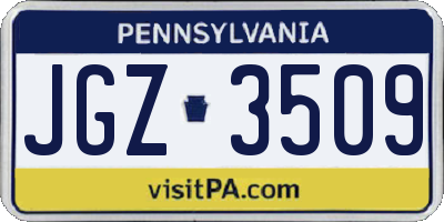 PA license plate JGZ3509