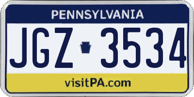 PA license plate JGZ3534