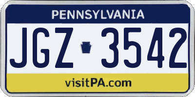 PA license plate JGZ3542