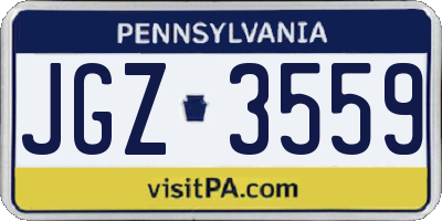 PA license plate JGZ3559