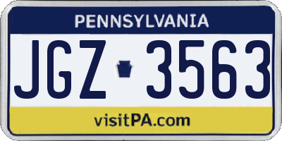 PA license plate JGZ3563
