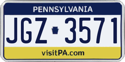 PA license plate JGZ3571