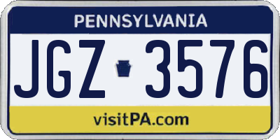 PA license plate JGZ3576
