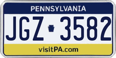 PA license plate JGZ3582