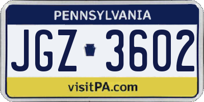 PA license plate JGZ3602