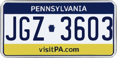 PA license plate JGZ3603