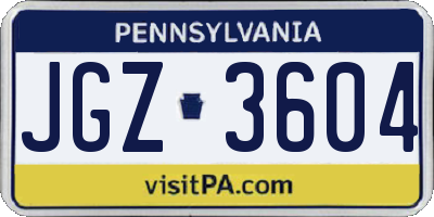 PA license plate JGZ3604