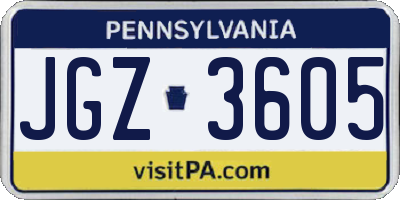 PA license plate JGZ3605