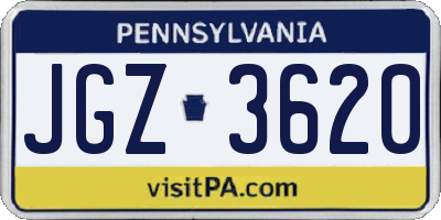 PA license plate JGZ3620