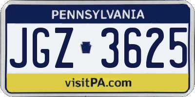PA license plate JGZ3625