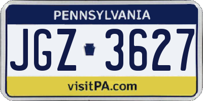 PA license plate JGZ3627