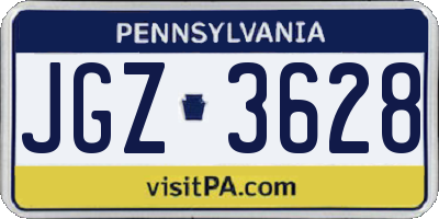 PA license plate JGZ3628