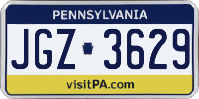 PA license plate JGZ3629