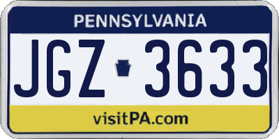 PA license plate JGZ3633
