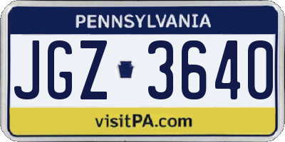 PA license plate JGZ3640