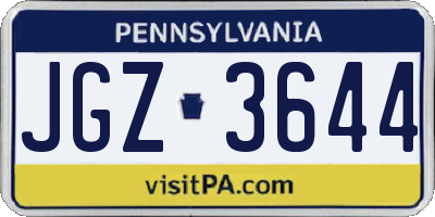 PA license plate JGZ3644