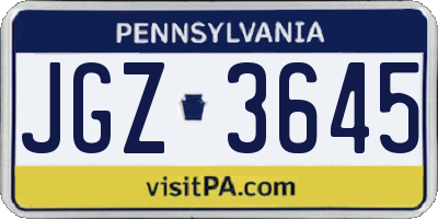 PA license plate JGZ3645