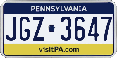 PA license plate JGZ3647