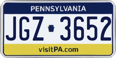 PA license plate JGZ3652