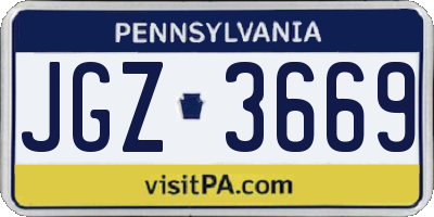 PA license plate JGZ3669