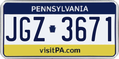 PA license plate JGZ3671