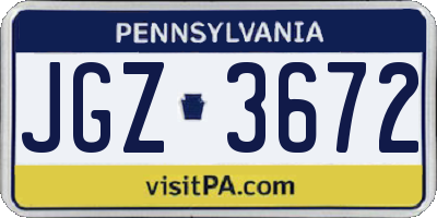 PA license plate JGZ3672