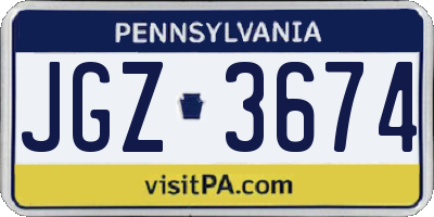 PA license plate JGZ3674