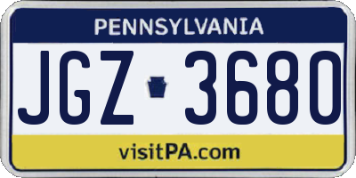 PA license plate JGZ3680