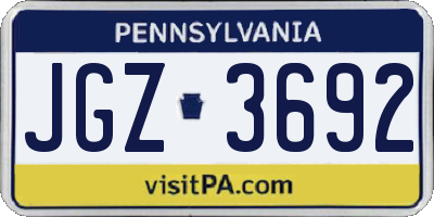 PA license plate JGZ3692