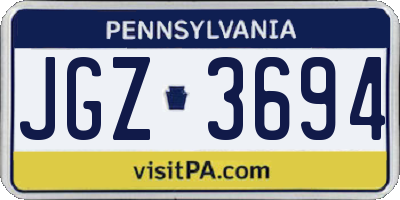 PA license plate JGZ3694