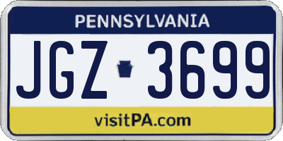 PA license plate JGZ3699